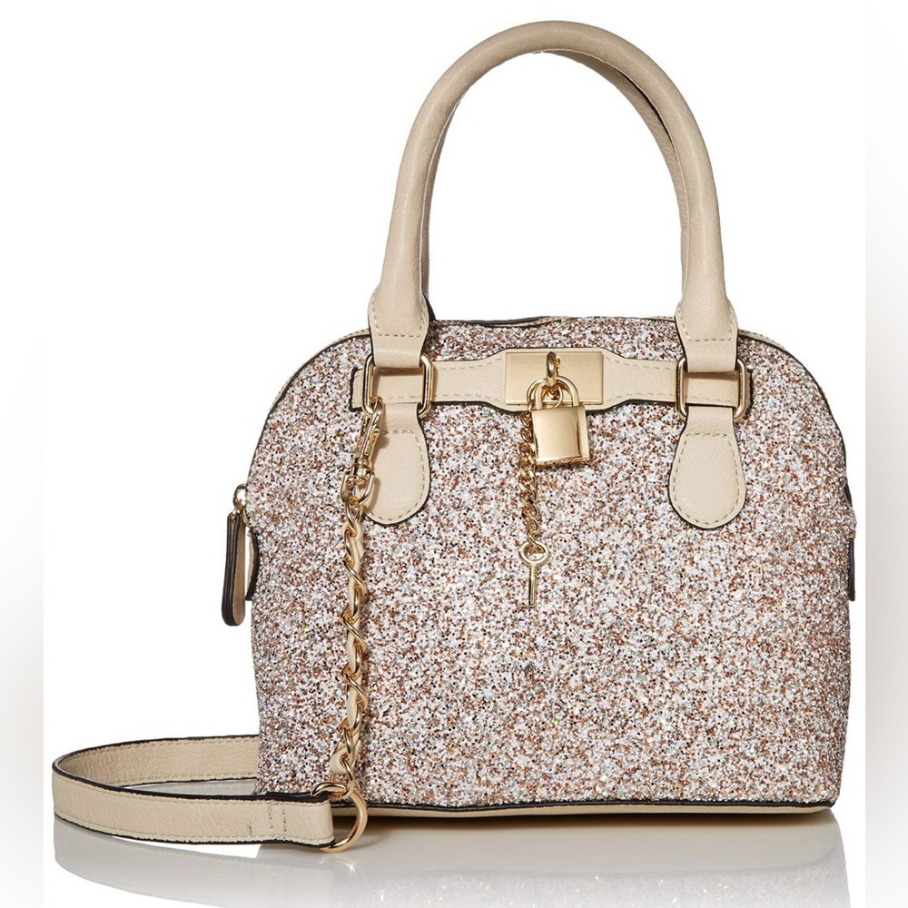 Aldo Cream and Gold Satchel with Glamorous Sparkle”Missing Lock 🔐